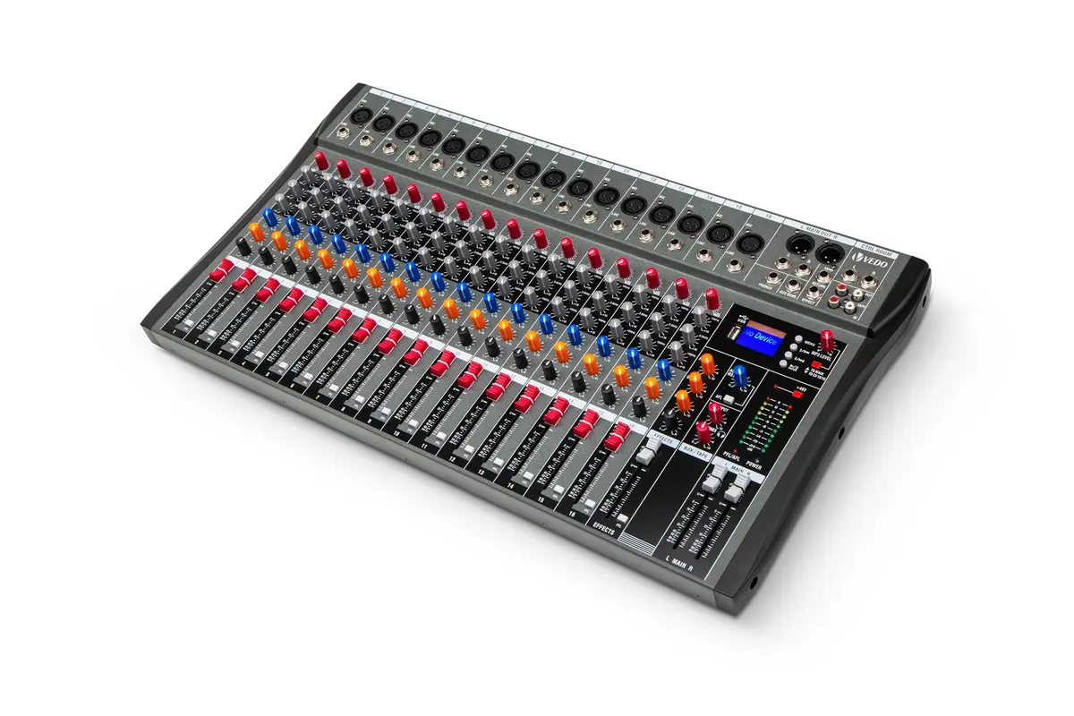 VDA216L Mixer Profissional 16 Canais para Shows ao Vivo, Karaokê - USB/Bluetooth, Efeito de Reverb, Saída de Monitoração, Controle de Som de Estúdio e Palco (Alimentação 110V/220V)
