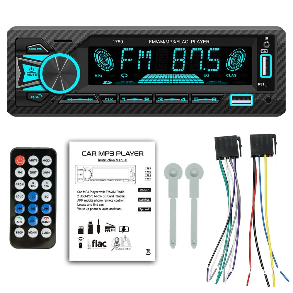 Som Automotivo, Bluetooth, MP3, USB, FM, Micro SD, Painel LED 7 Cores, Controle Remoto - 1