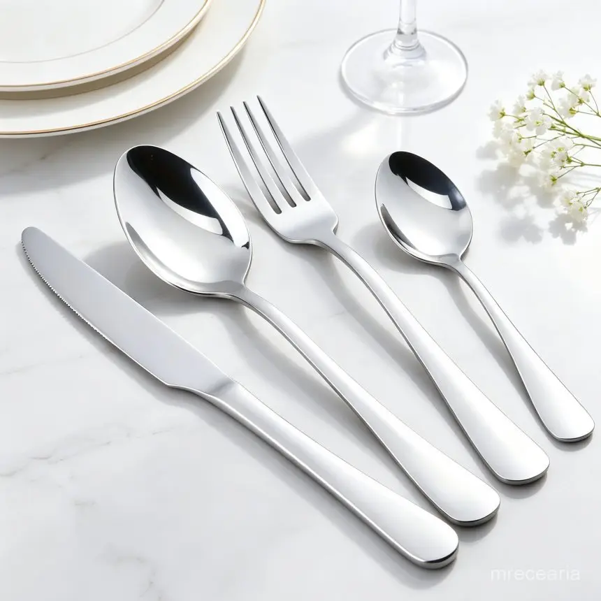 24 Pcs Garfo Faca Colher Prateado Acompanhado De Colher Pequena Prático Para Café Sobremesa E Refeições Completas