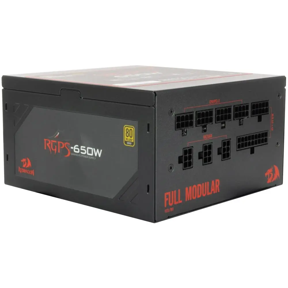 Fonte de Alimentação Gamer Redragon RGPS-650W, 650W, 80 Plus Gold, Full Modular, PFC Ativo