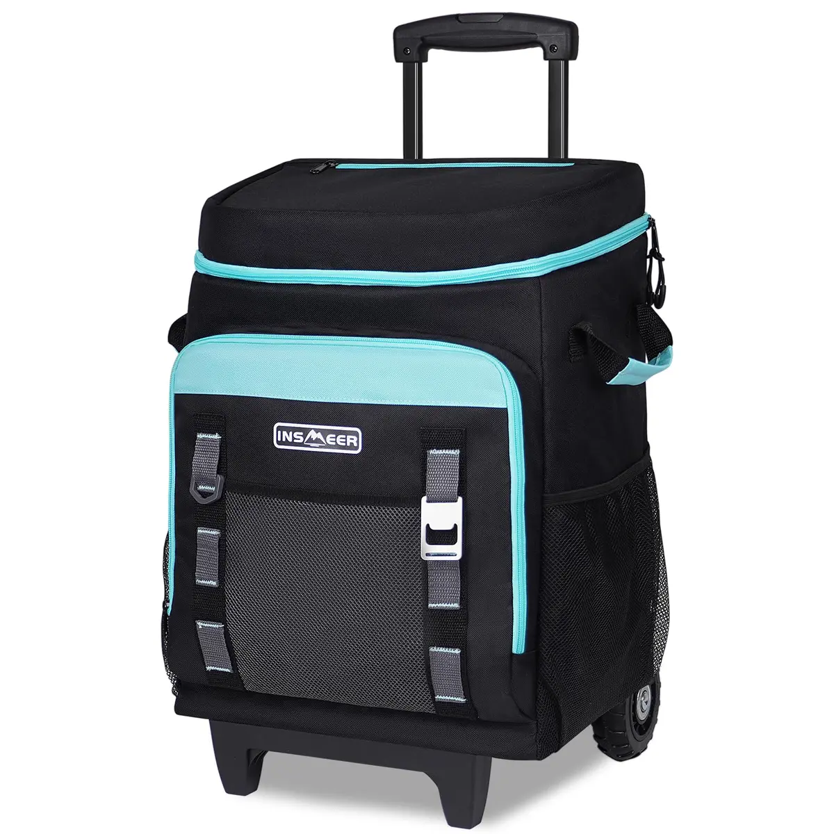 INSMEER Cooler com Rodas e Alça, 80 Latas/50L Bolsa Termica, Carrinho de Cooler Retrátil 2-em-1, Coolers Grandes para Compras de Supermercado, Praia, Piquenique, Acampamento