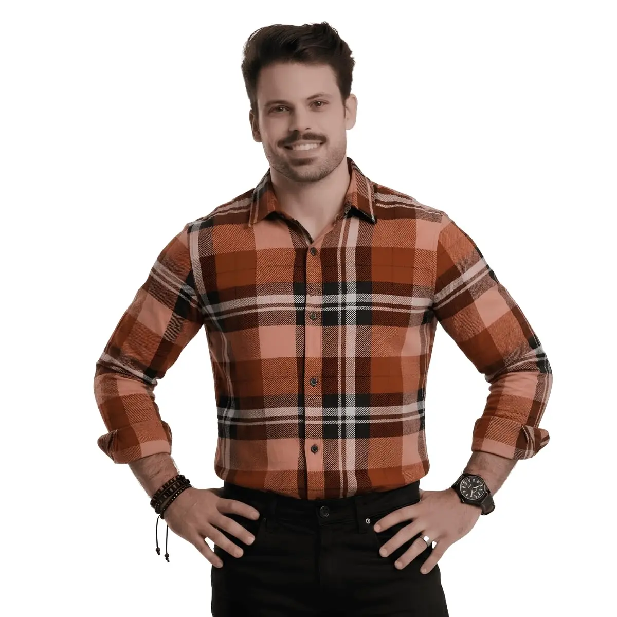 Camisa Xadrez Masculina Manga Longa Casual Social Inverno Confortável Moda Outono Inverno Estilo Country