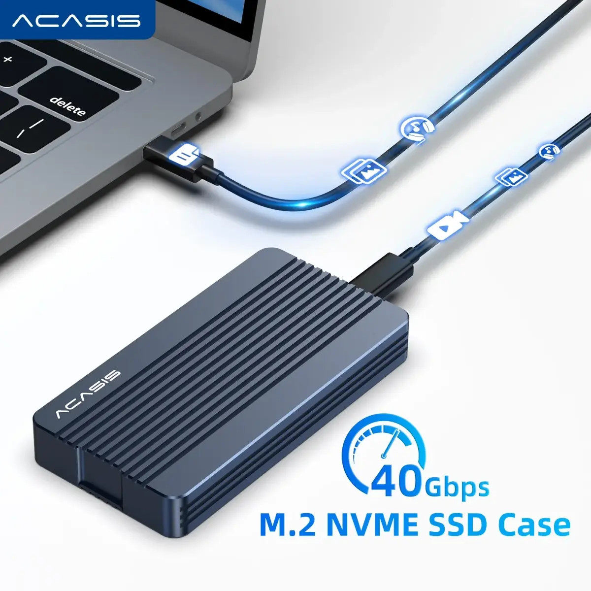Acasis 40gbps ssd caso m.2 nvme gabinete para macbook ipad pro 2500-3000 mb/s velocidade de transferência de dados para armazenamento de dados