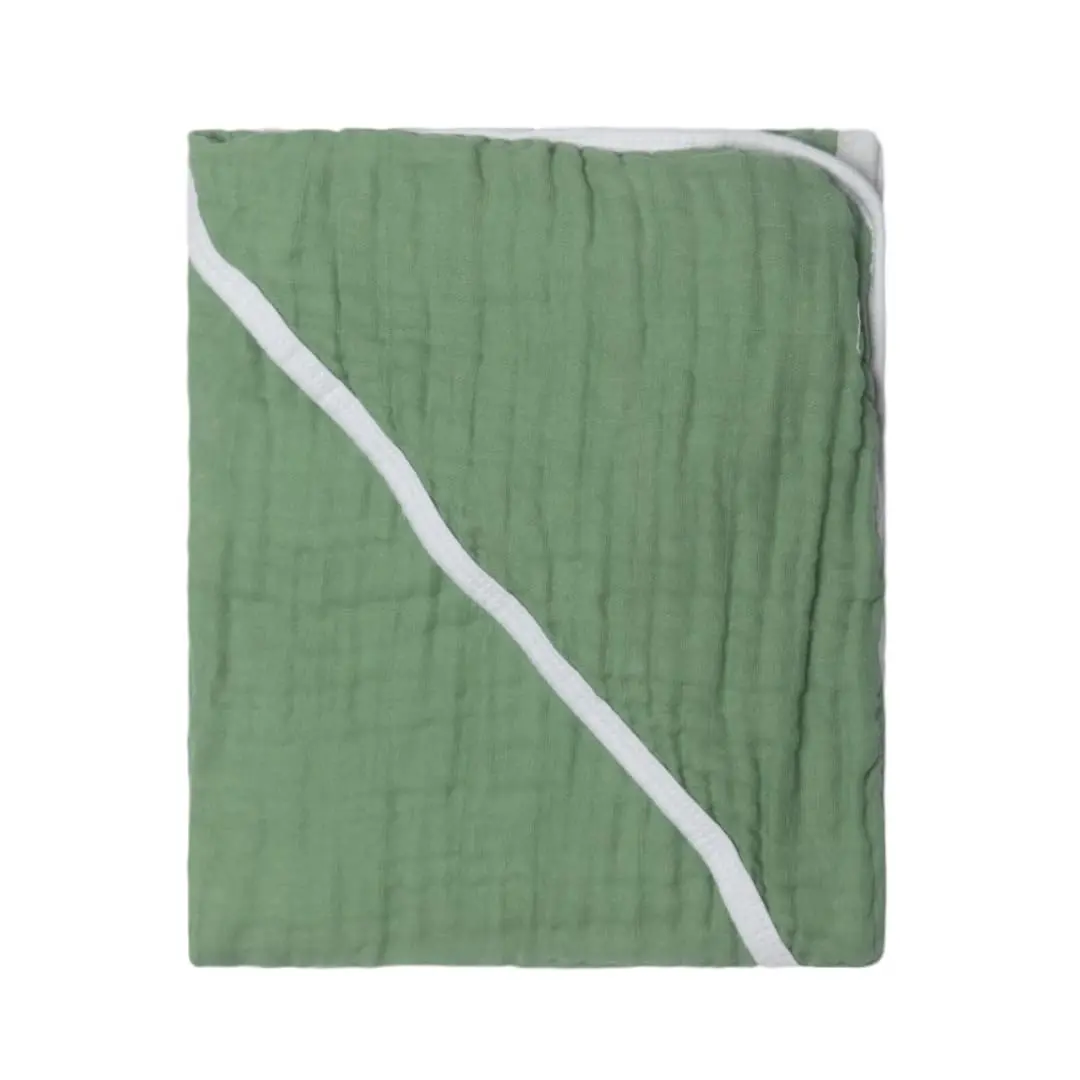 Toalha de Banho Papi Baby Soft Premium com Capuz de Canto Cores 80 cm x 70 cm 1 Unidade, Verde Salvia