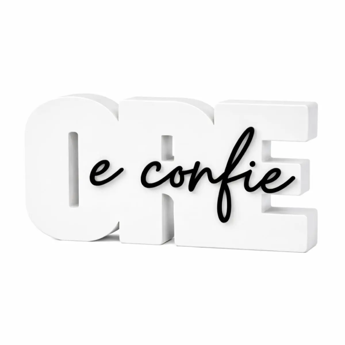 Letreiro Decorativo Ore e Confie Branco – Enfeite de Mesa com Mensagem de Fé, Decoração Religiosa para Sala, Quarto ou Escritório - 1