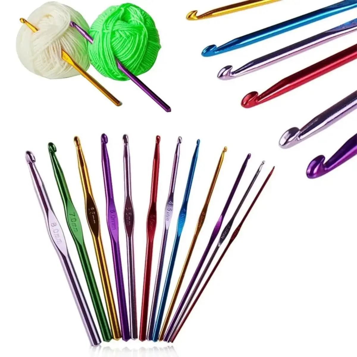 Kit Agulhas Crochê 12 Peças 2mm a 8mm Cabo Ergonômico Amigurumi Arte - 1