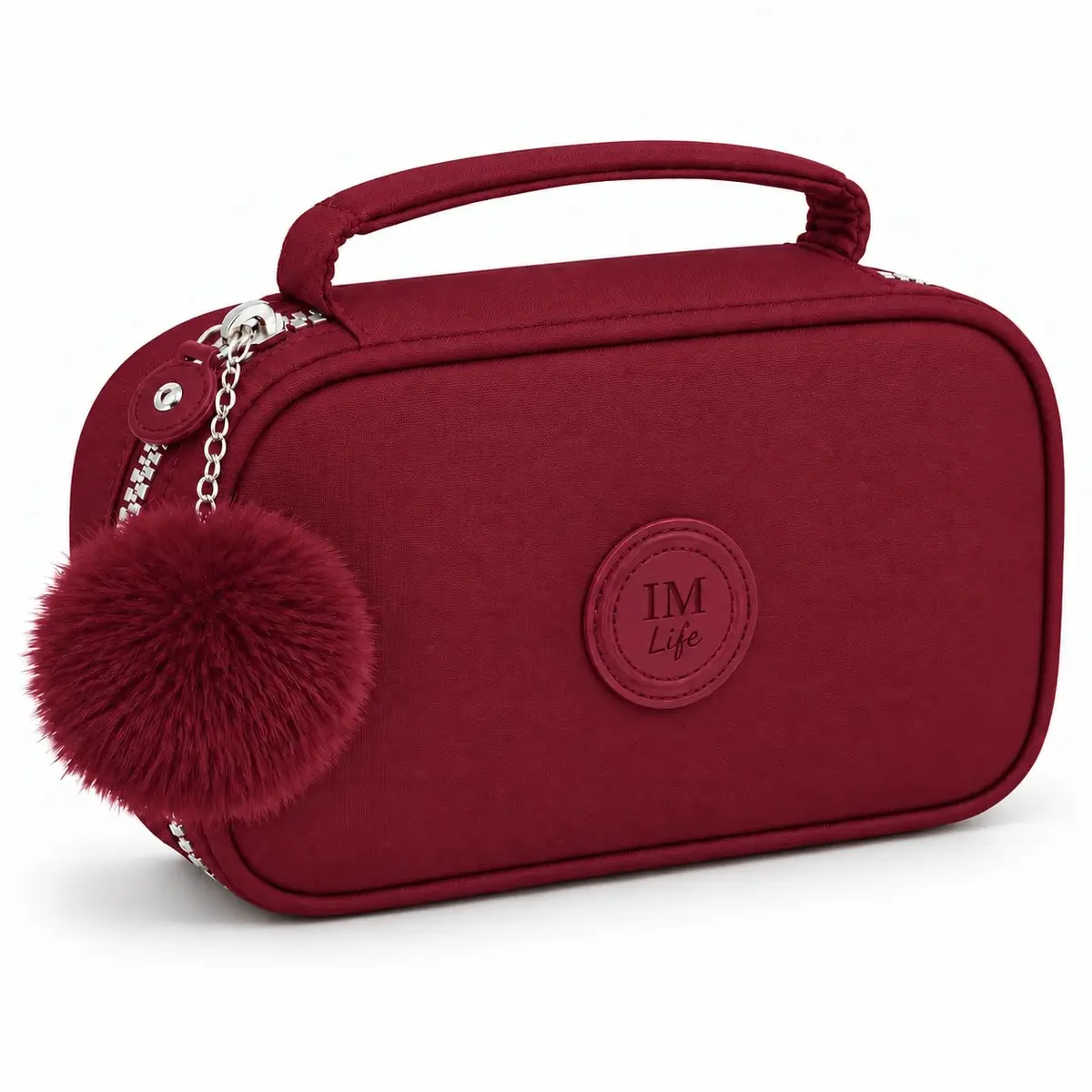 Estojo Escolar Box Grande Capacidade Organizador Necessaire Para Lápis Com 20 Elásticos Zíper Resistente Papelaria Fofa Estojo Tactel, PREMIUM (Vinho)