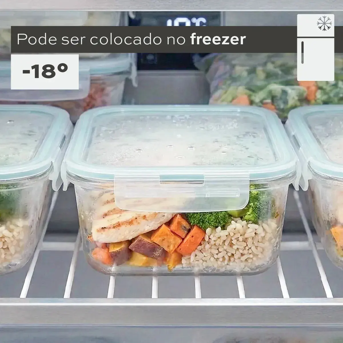 Kit 10 Pote De Vidro Marmita Hermético 640ml Freezer Fitness Borossilicato 4 Travas Micro-ondas Azul-Escuro thumbnail 5