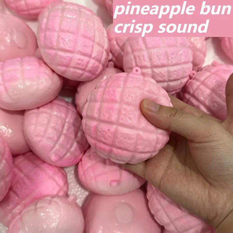 Bola Anti-stress Rosa em Formato de Pão de Abacaxi, Brinquedo Macio Moldável de Recuperação Lenta, Bola de Apertar ASMR Sensorial Anti-stress, Brinquedos Fidget de Apertar - 1