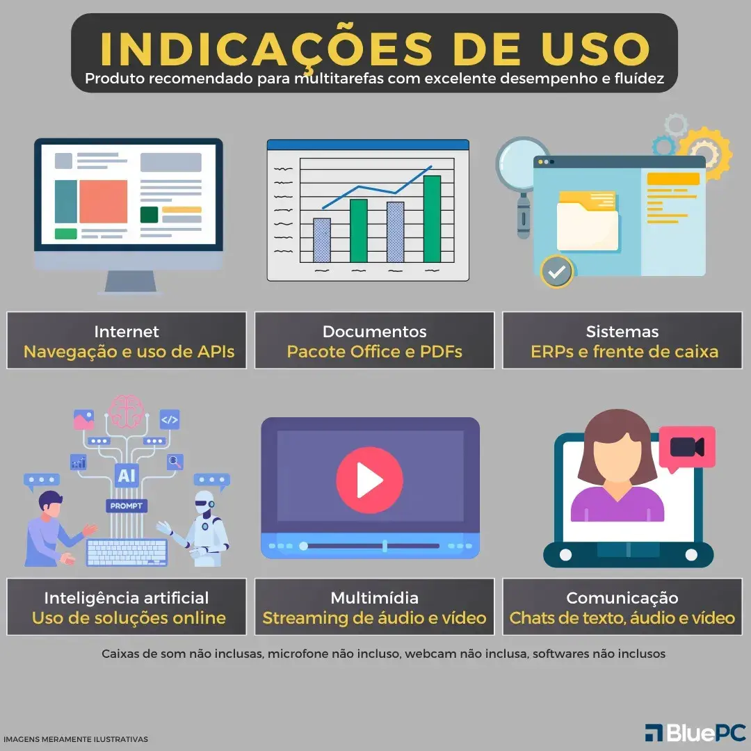 Computador Completo Intel Core i5 4570 (4ª Geração), 16GB RAM, SSD 256GB, Monitor 20" 75Hz HDMI, Windows 10 Pro, Preto, Bivolt - BluePC Office CDF-099OF thumbnail 2