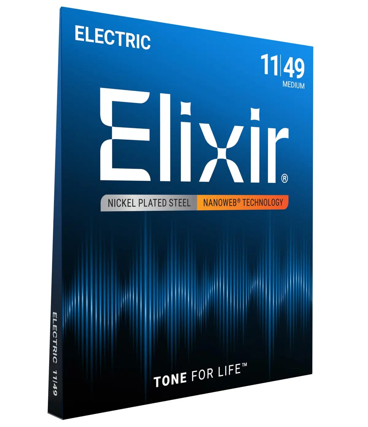 Encordoamento 011 Elixir 12102, para Guitarra, Medium | Médio 11-49, aço niquelado com tecnologia NANOWEB, tom brilhante de longa duração com sensação confortável - 1