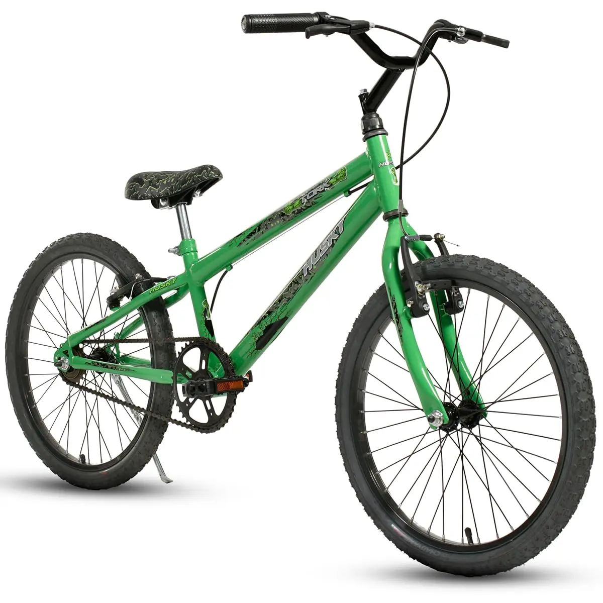 Bicicleta Infantil Tork Husky Aro 20 Menino Verde e Preta