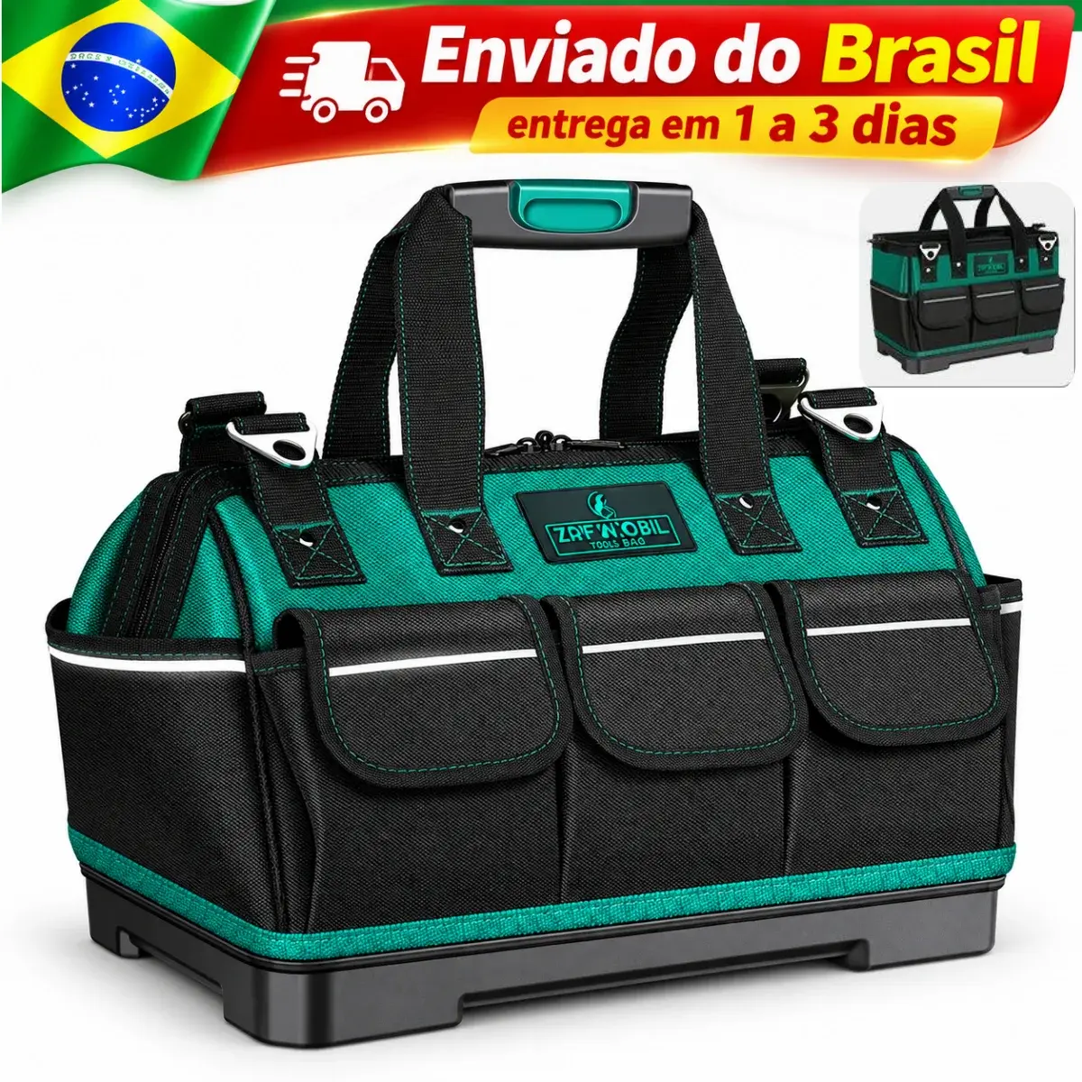 Bolsa Ferramentas Eletricista 1680D Oxford Grande Capacidade 23 Polegadas Impermeável Resistente Desgaste Reforçada Reparação