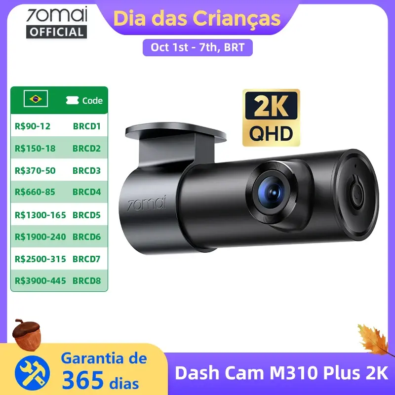 Câmera Veicular 70mai M310 Plus 2K 1440P 143 ° Câmera Automotiva FOV f/1.55 com Grande Abertura, Controle de Voz Inteligente, Vigilância 24H e Visão Noturna - 1