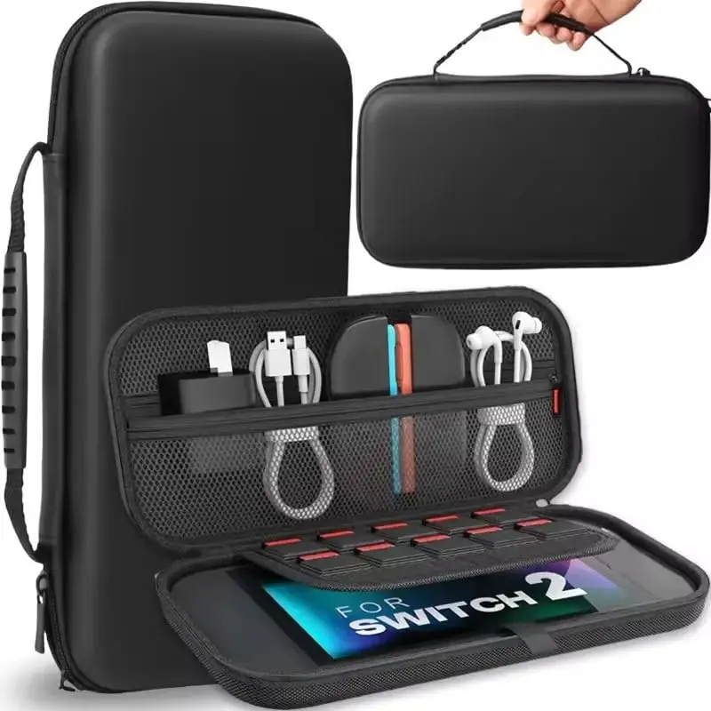 Bolsa Estojo Case Protetora Rigida Protetora Viagem Com Compartimentos Para Jogos e Acessorios Compativel Com Nintendo Switch 2 2025
