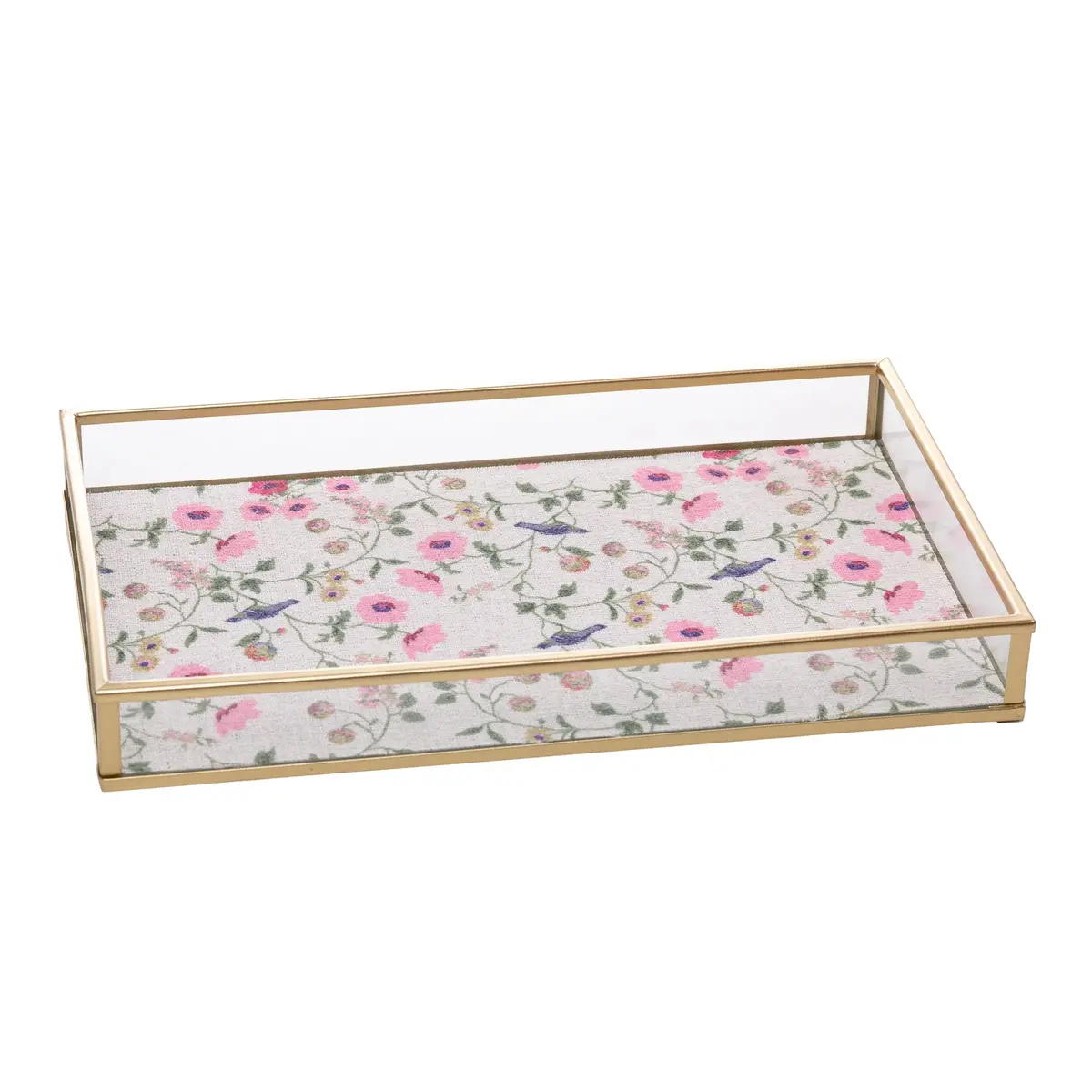 WOLFF - Bandeja Decorativa Blossom Garden 25cm x 15cm x 3cm Dourada Metal - 1