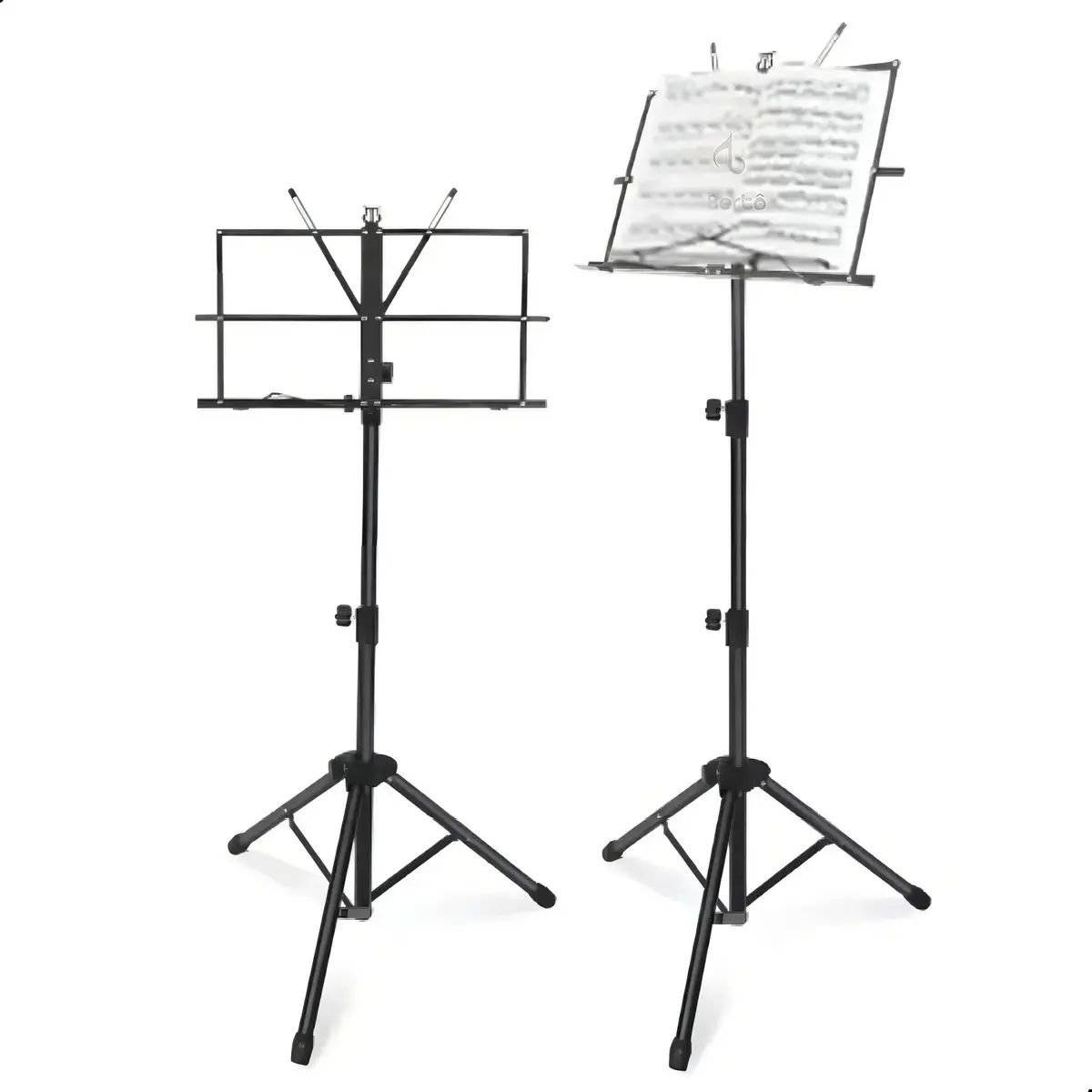 Estante Porta Partitura Bertô Preto Ajustável 75cm-1.3m Dobrável com Bolsa thumbnail 2