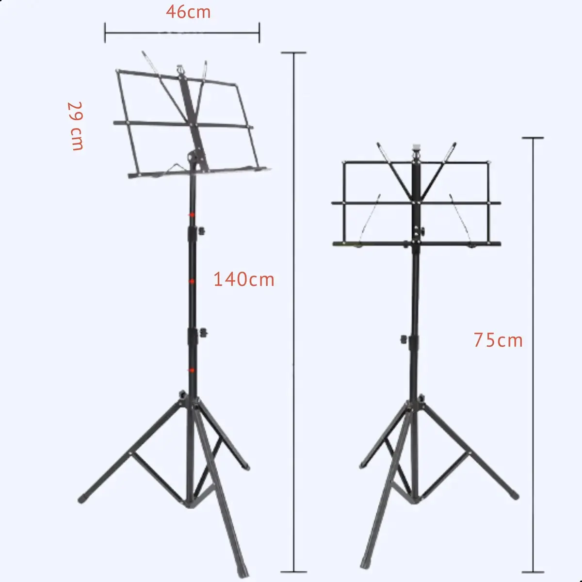 Estante Porta Partitura Bertô Preto Ajustável 75cm-1.3m Dobrável com Bolsa thumbnail 5