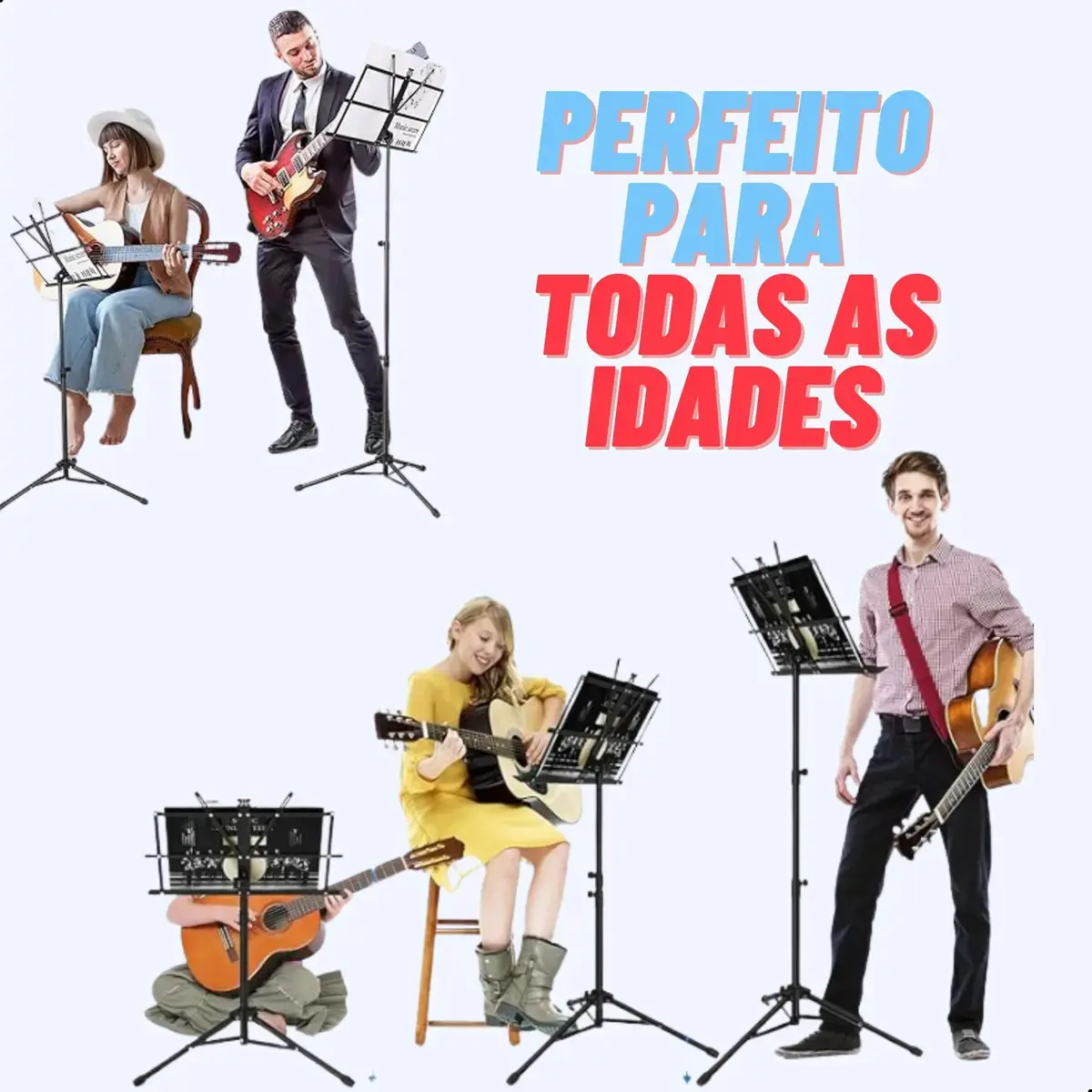 Estante Porta Partitura Bertô Preto Ajustável 75cm-1.3m Dobrável com Bolsa thumbnail 6