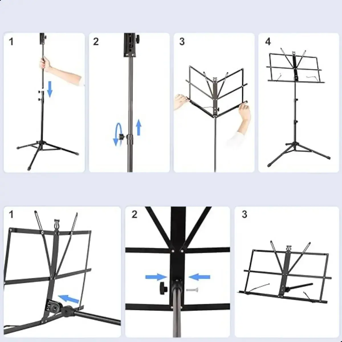 Estante Porta Partitura Bertô Preto Ajustável 75cm-1.3m Dobrável com Bolsa thumbnail 9