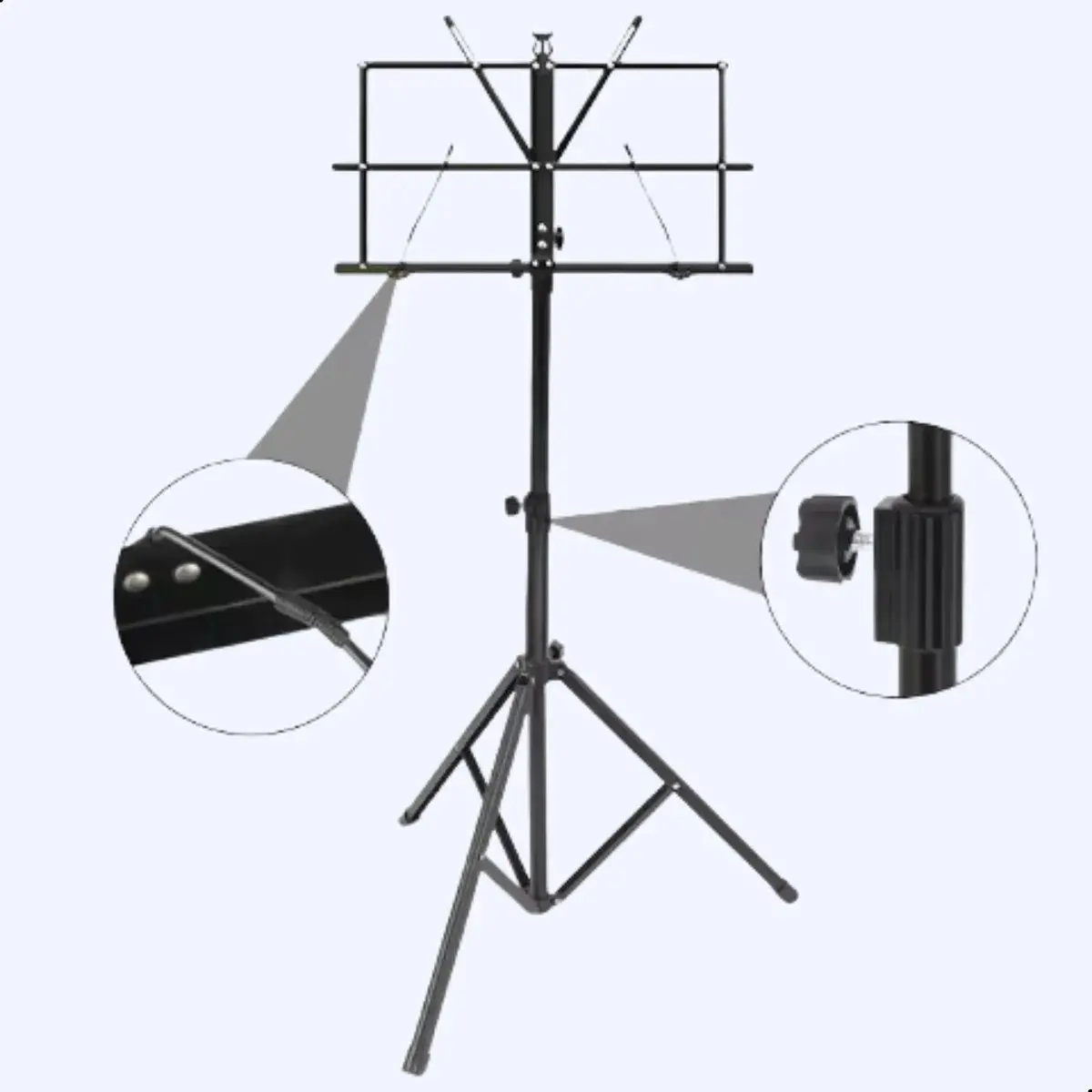 Estante Porta Partitura Bertô Preto Ajustável 75cm-1.3m Dobrável com Bolsa thumbnail 10