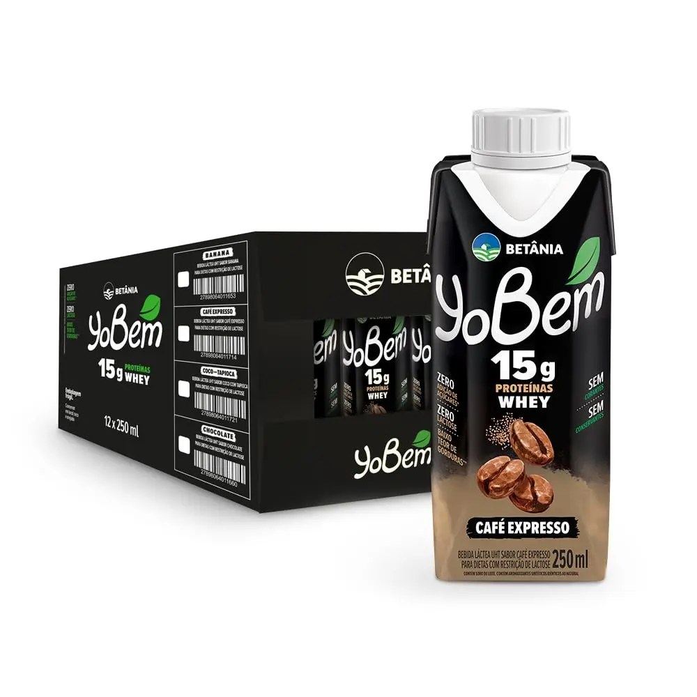 Pack YoBem Bebida Proteica Café Expresso 15g de Proteínas Whey - 12 Unidades