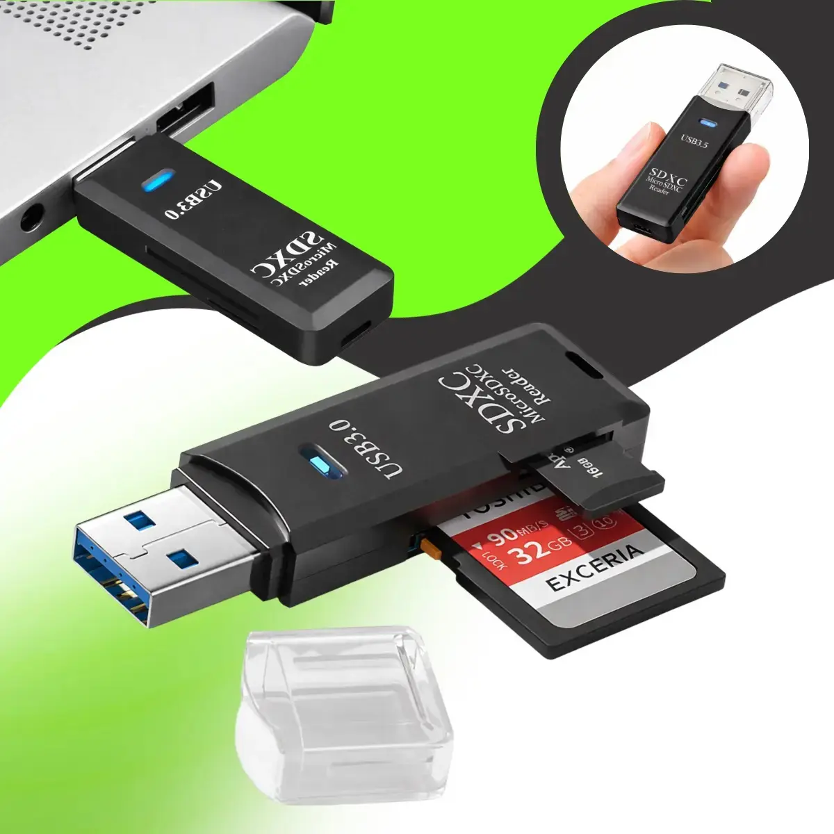 Leitor De Cartão Usb 3.0 Adaptador Micro Sd / Sdxc 5gbps Gurumania - 1
