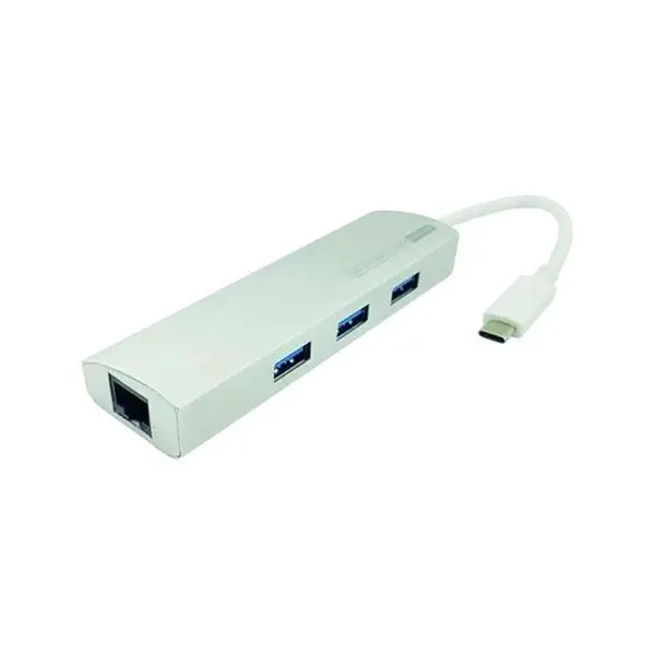 Cabo Adaptador Usb C Macho 3 Usb 3.0 E Rj45 Rede Branco Nwt - 1