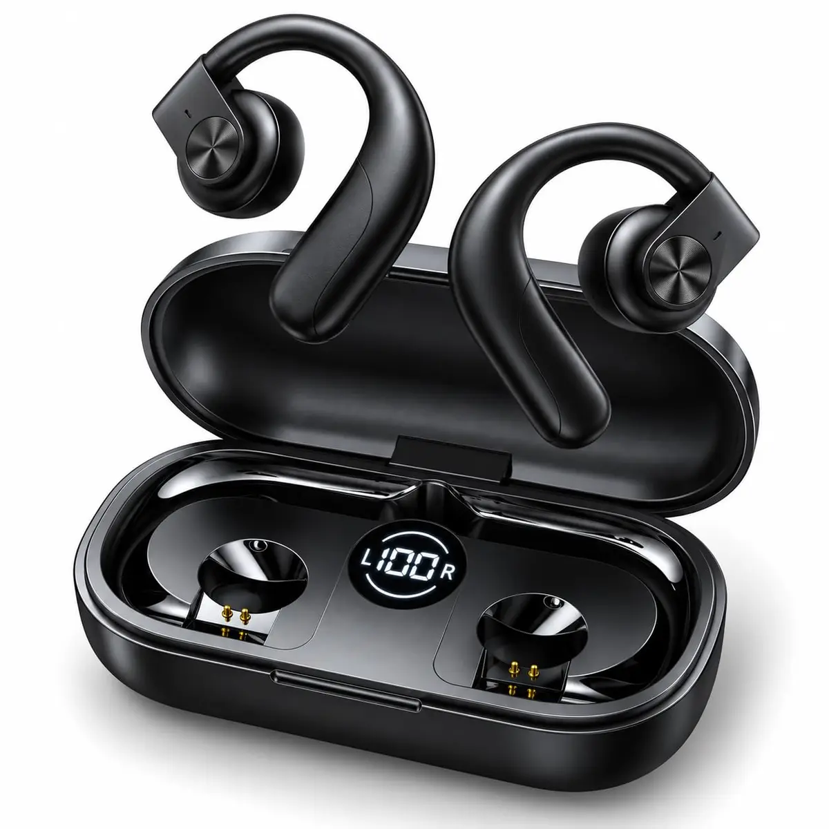 Fone de Ouvido Bluetooth 5.3 Sem Fio TWS com Microfone, Estojo de Carregamento, Som Estéreo, Voz HD, 6 Horas de Uso Contínuo, Alcance de Até 10 Metros, Compatível com Android e iOS, Preto