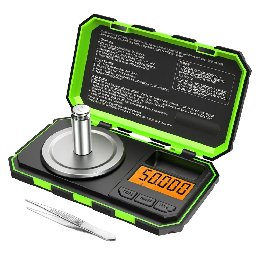 0.001g 50g Mini Balança Digital Jóias Milligram Balança Portátil Balança de Cozinha com Peso de Calibração