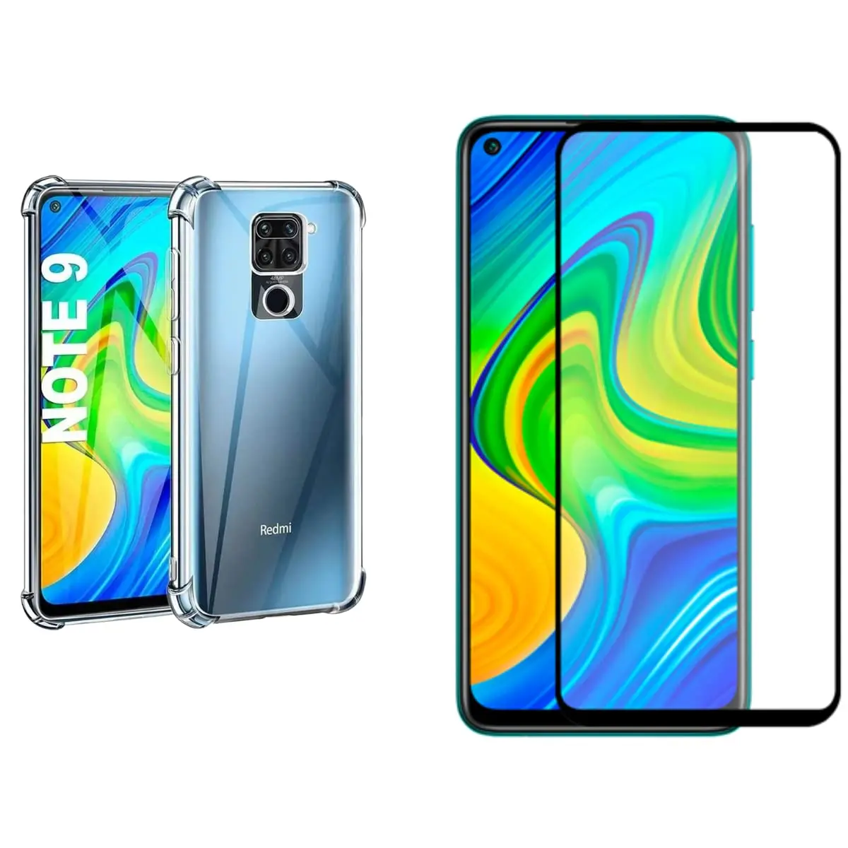 Capa Capinha Case Anti Shock Transparente + Película De Vidro 3D Tela Toda Para Xiaomi (Redmi Note 9)