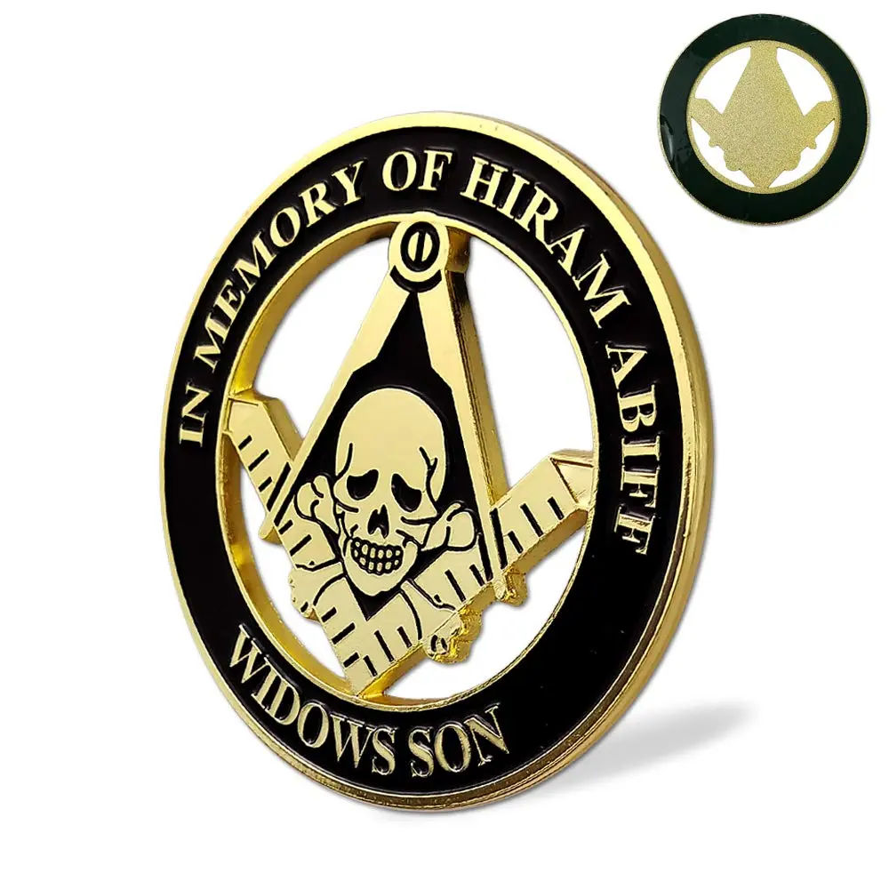 Decalque automotivo Masonic Car Emblem Widow Son Hiram Abiff Mason Square & Compass Metal - 1