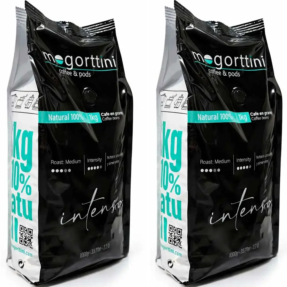 Mogorttini- Pack 2 Quilos de grãos de café expresso natural Intenso -Ideal para Profissionais, Hotelaria e Grandes Consumidores - Especial Super Automático