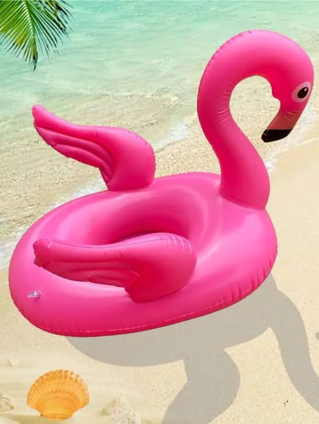 Boia Infantil Flamingo Rosa Inflável com Assento Piscina e Praia | Fácil de inflar e desinflar, prática para guardar