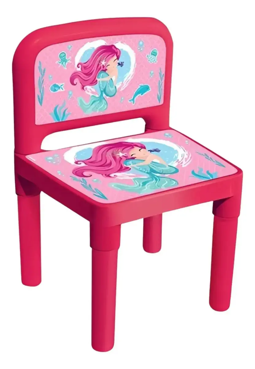 Cadeira Banquinho Infantil Desmontável Com Encosto Plástico Rosa