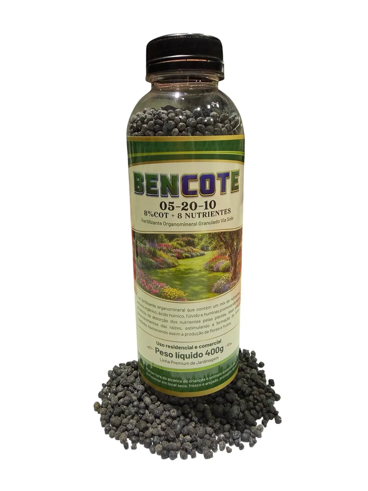 BENCOTE 05-20-10 +8% COT + 8 NUTRIENTES 400 G FERTILIZANTE PARA ORQUIDEAS JARDINS HORTALICAS JABUTICABA ROSA DO DESERTO ORNAMENTAIS VASOS FLORES