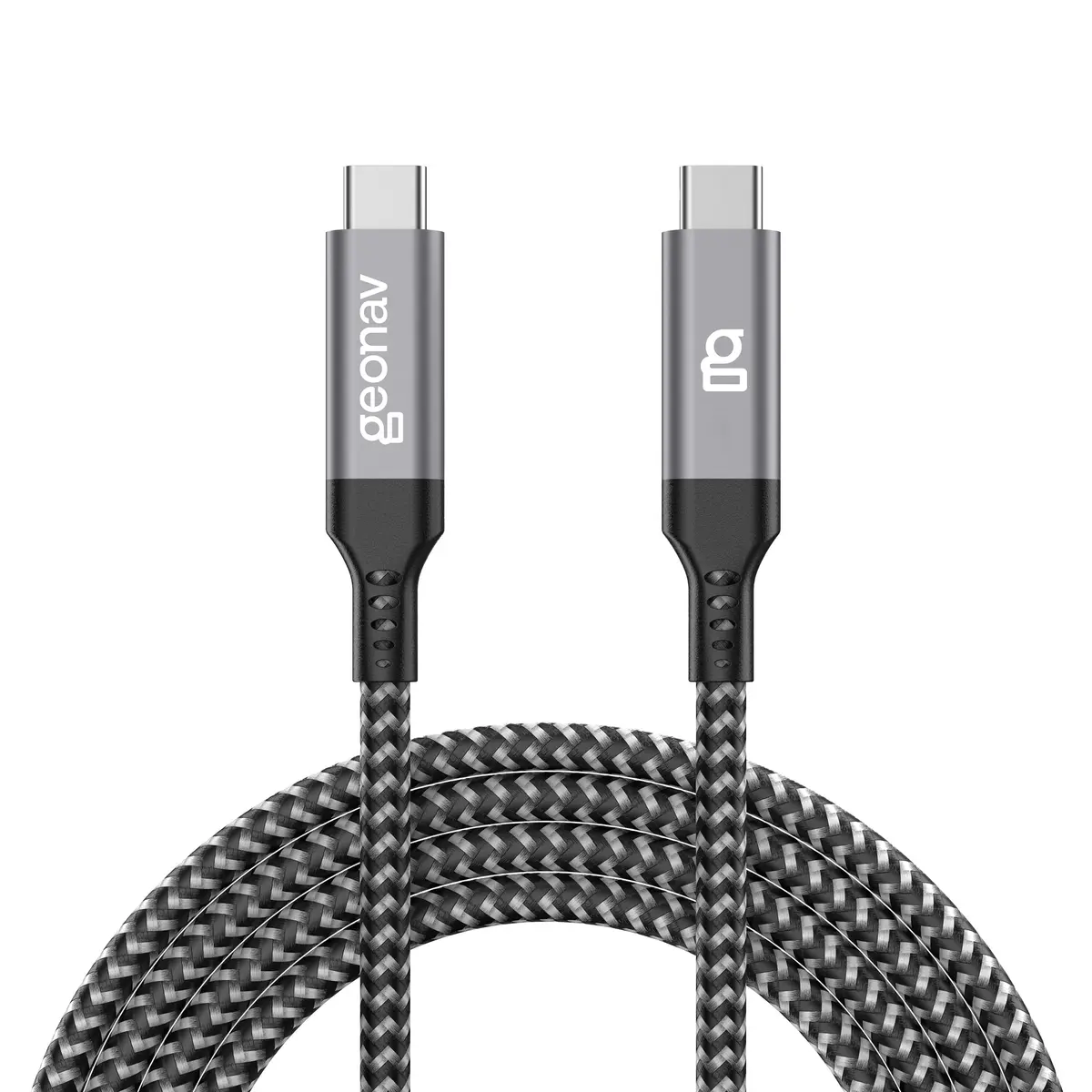 Geonav Cabo USB-C 3.2 Gen 2x2, Transferência Rapida de Dados 20Gb/s e Carregamento Rápido até 100W, Nylon Trançado de 1,5m, UCC07,Preto e Cinza