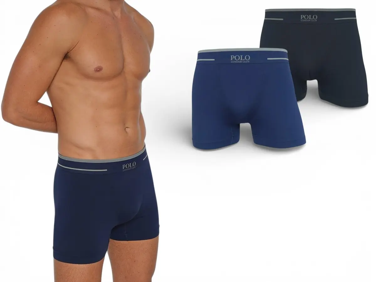 Kit 2 Cuecas Boxer Polo London Club Masculinas Microfibra Adulto Box Confort Sem Costura
