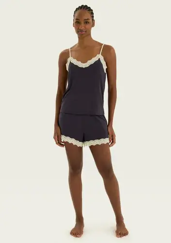 Pijama Curto Feminino Em Viscose Com Renda Hering - 1