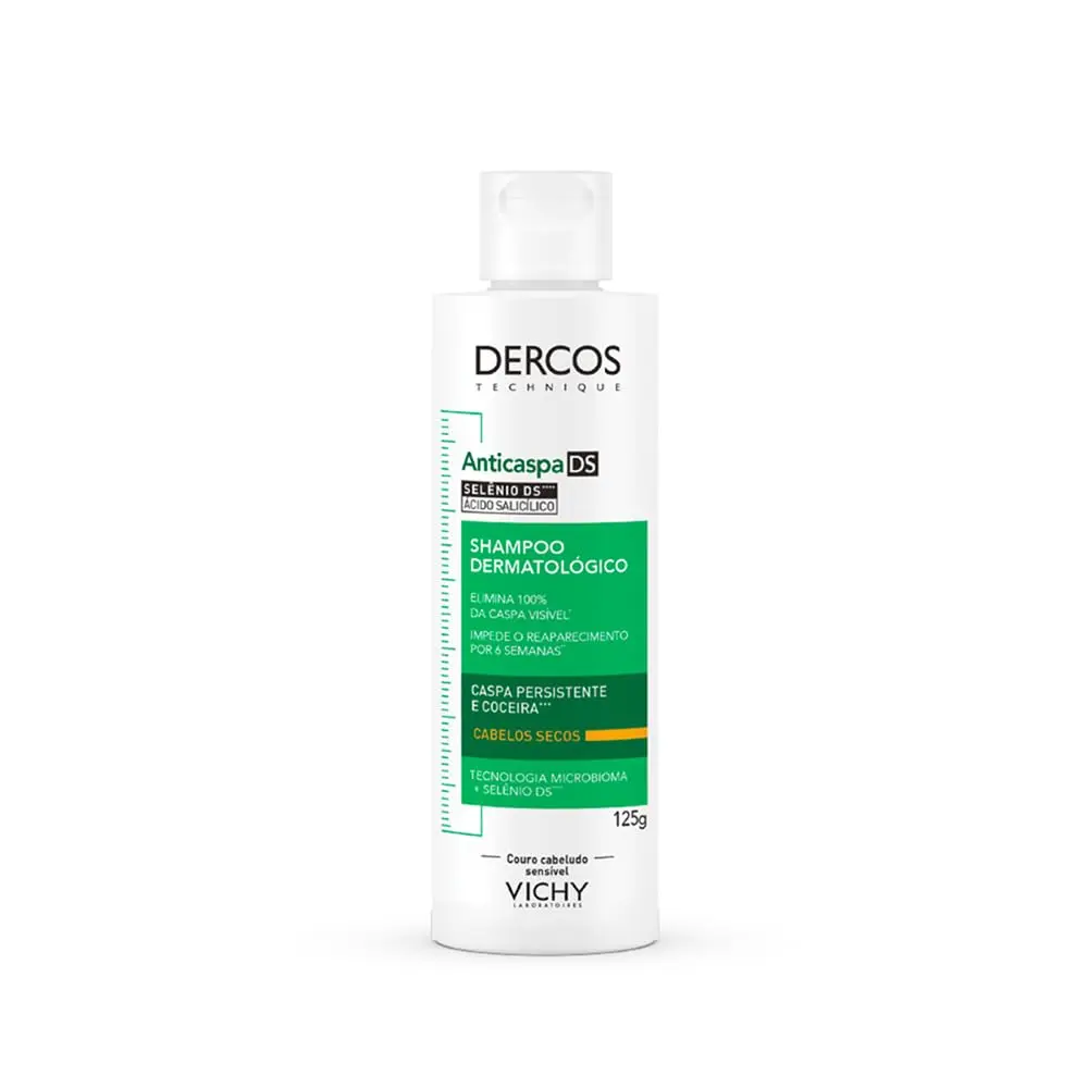 Vichy Dercos DS Shampoo Anticaspa para Cabelos Secos, 125g | Elimina 100% da Caspa Visível Desde a 1ª Lavagem, Ação Antirrecidiva por 6 Semanas, Ácido Salicílico e Ceramida R