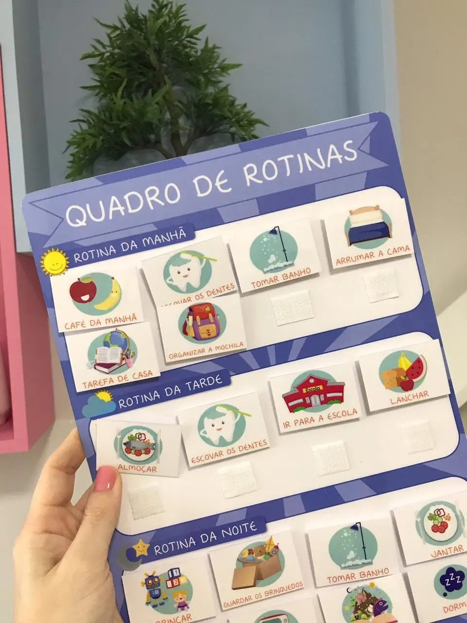 Quadro de Rotinas Diárias (Azul listrado)