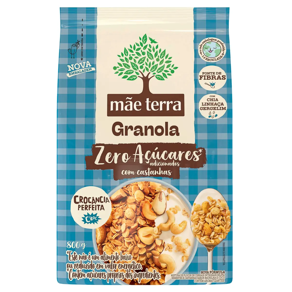 Mãe Terra Granola Tradicional Zero Açúcares 800 g