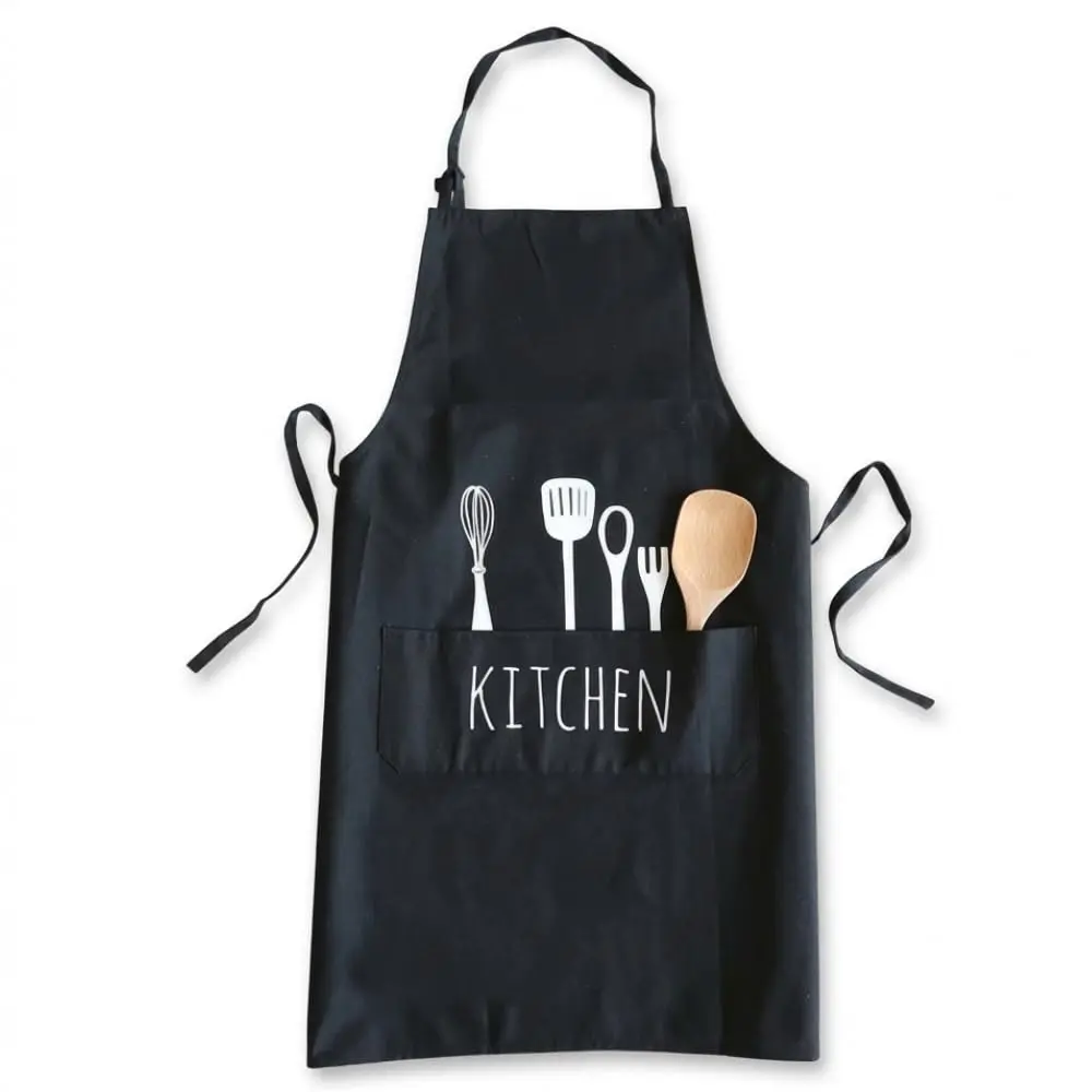Avental com Bolso Frontal Impermeável PVC e Poliéster Antimanchas Estampado Ajustável para Cozinha Restaurante Churrasco