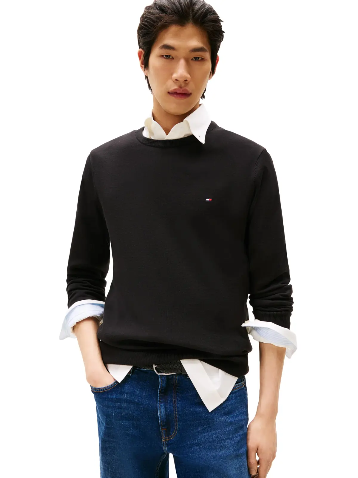 Suéter Cotton Solid Crewneck Sweater Lightweight Pullover, Also Available in Big & Tall Tommy HilfigerMasculino