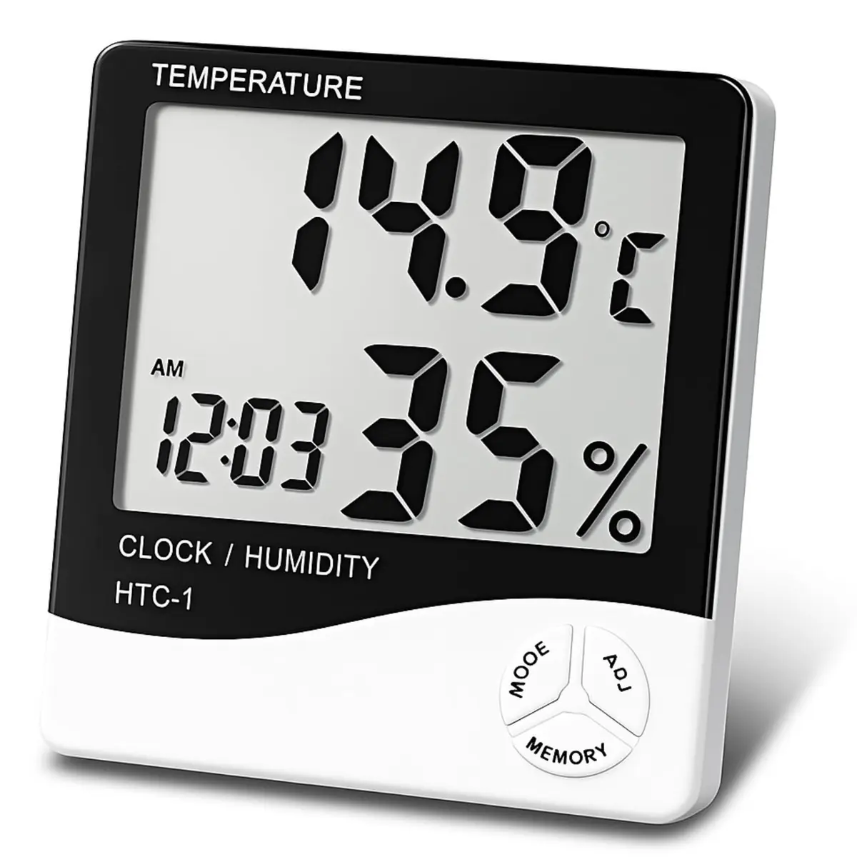 Termo-higrômetro, Termômetro e Higrômetro Digital, com Relógio e Alarme | Medidor de Temperatura e Umidade Visor LCD