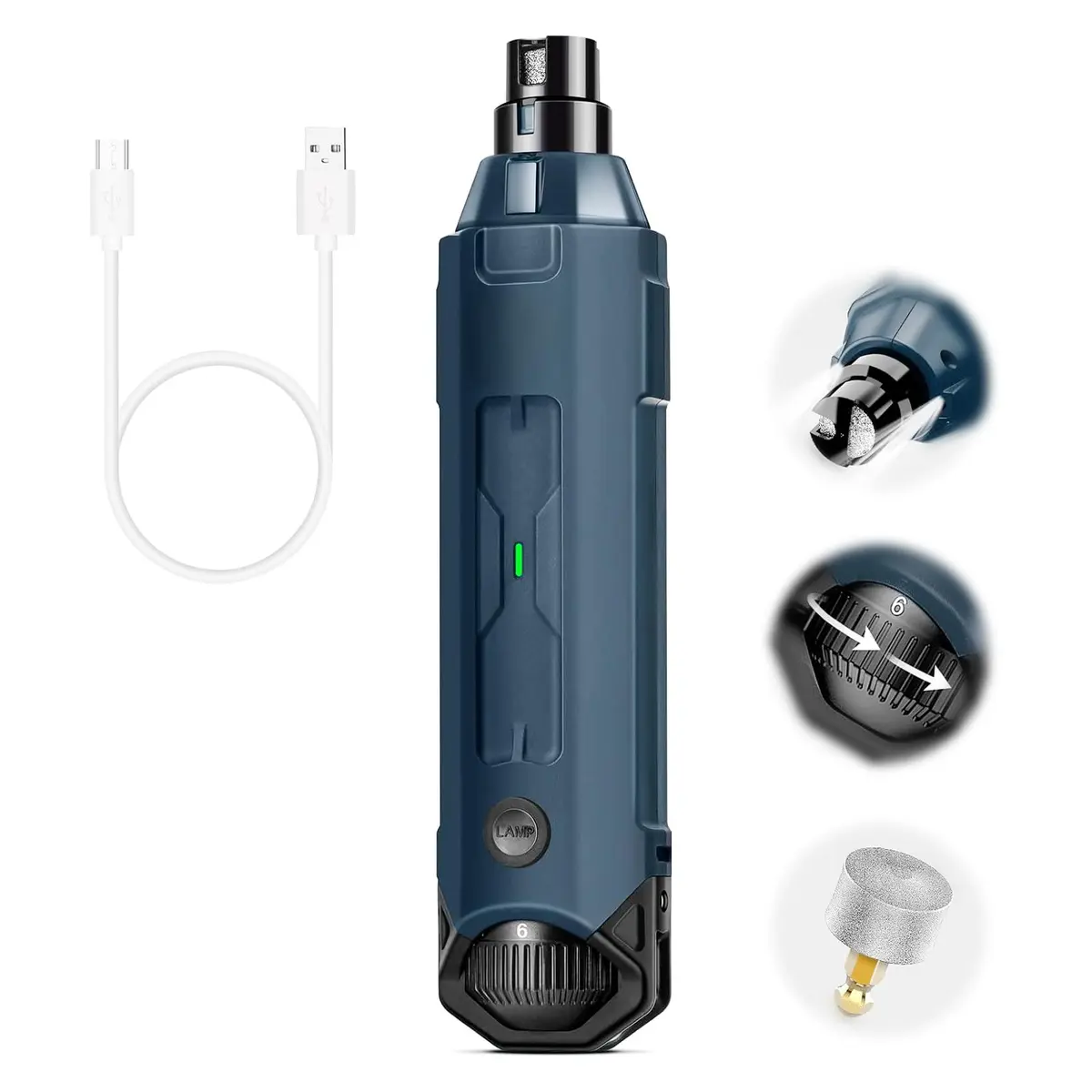 Lixa de Unha Pet Cães e Gato Cortadora Eletrica 6 Modos com 2 Led | Sem Fio Silenciosa - 1