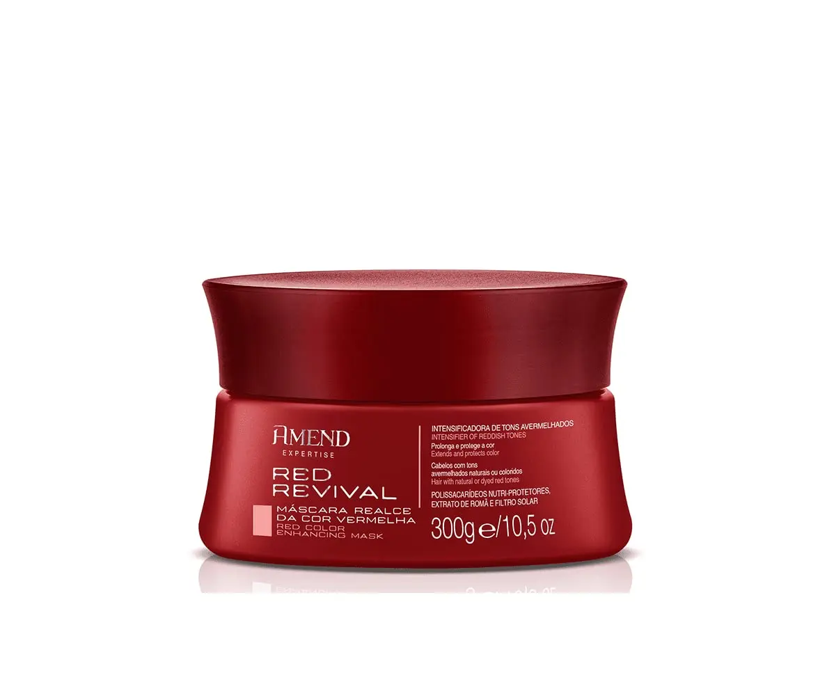 Máscara Realce da Cor Vermelha com Extrato de Romã 300g | Amend Red Revival | Intensifica o vermelho, combate o desbotamento e doa brilho com filtro solar. - 1