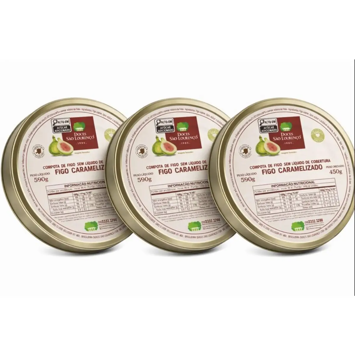 Kit Figo Caramelizado Gourmet Ramy São Lourenço 590g c/3 latas – Sabor Intenso, Textura Macia, Premium - 1