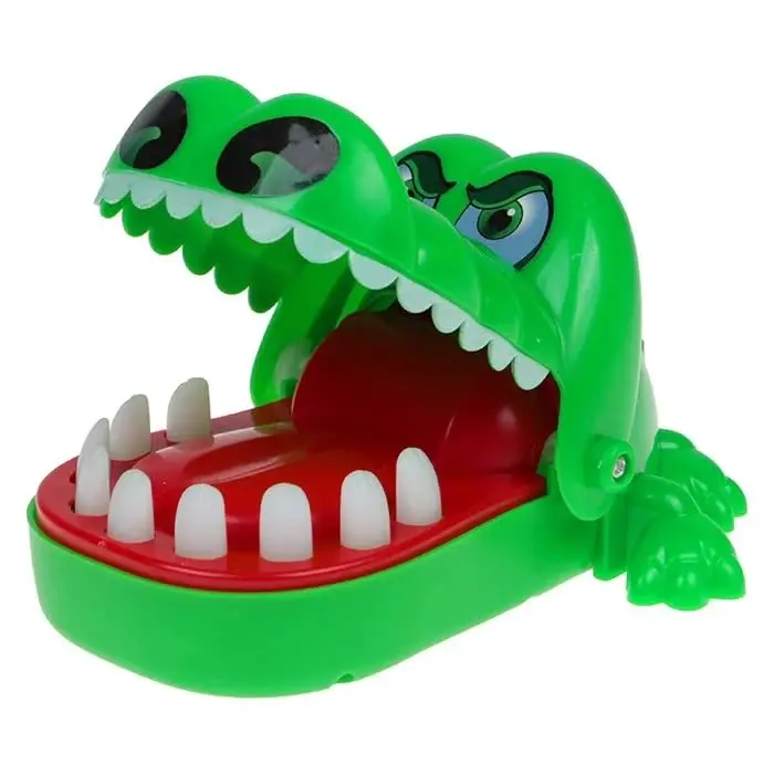Jogo Crocodilo Morde Dedo, Brinquedo Infantil Verde, Dentista Crocodilo
