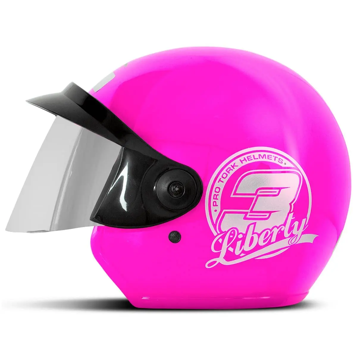 Capacete Aberto Pro Tork Liberty 3 Solid Rosa Tam. 56 Vis. Espelhada